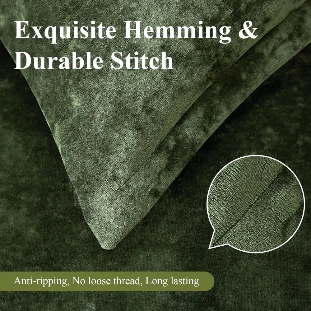 Green Crushed Velvet Comforter Set – Ultra-Soft 5-Piece Queen Bedding Collection