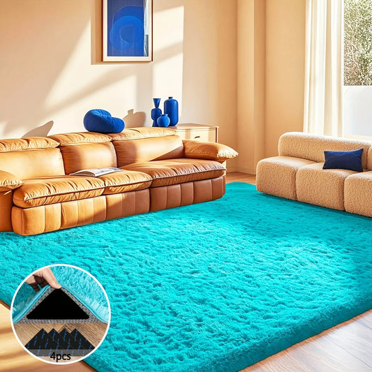 Light Blue Soft Shaggy Rug – Non-Slip Plush Carpet, Luxury Room Decor