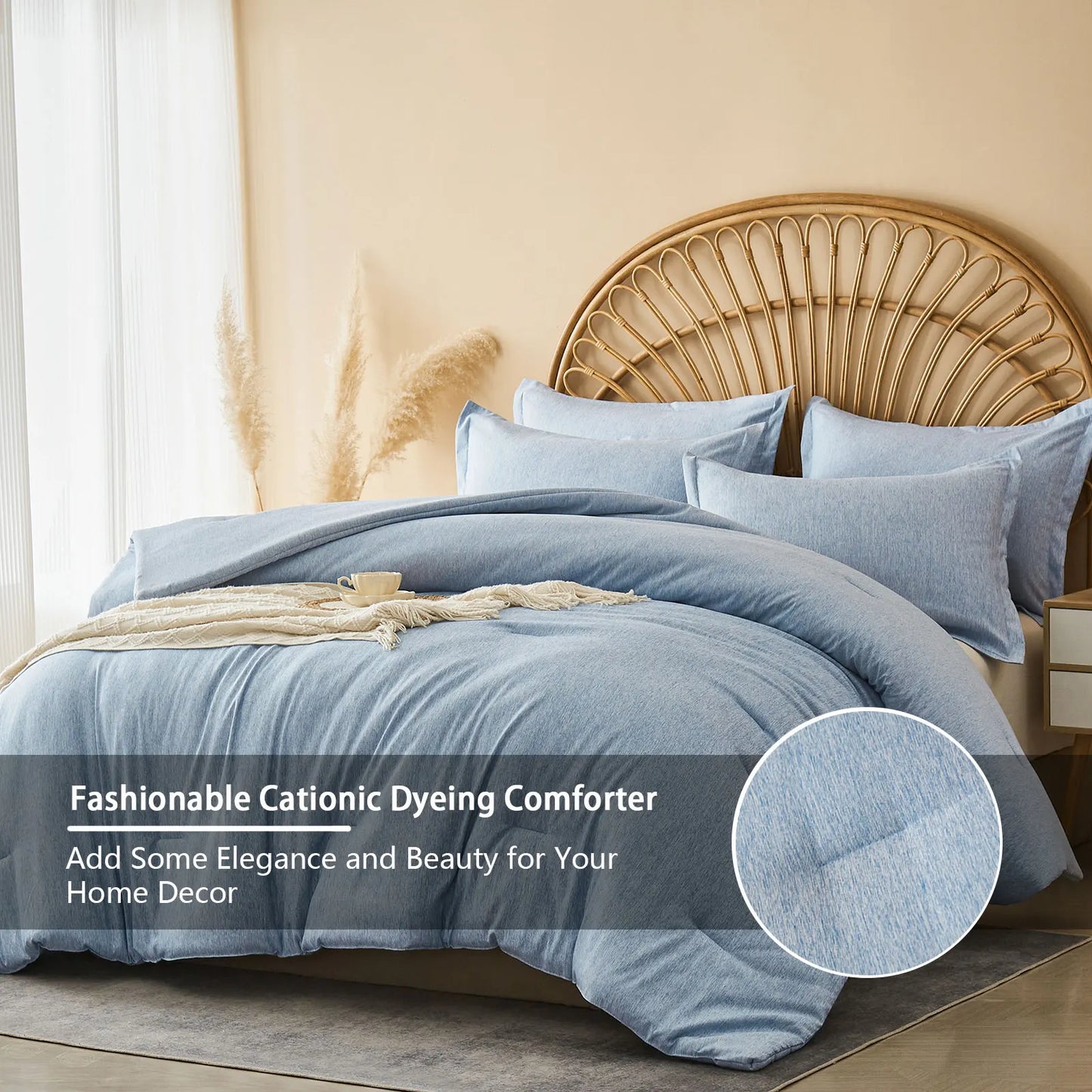2/3-Piece Cationic Comforter Set – Soft, Modern Bedding with Matching Pillow Shams