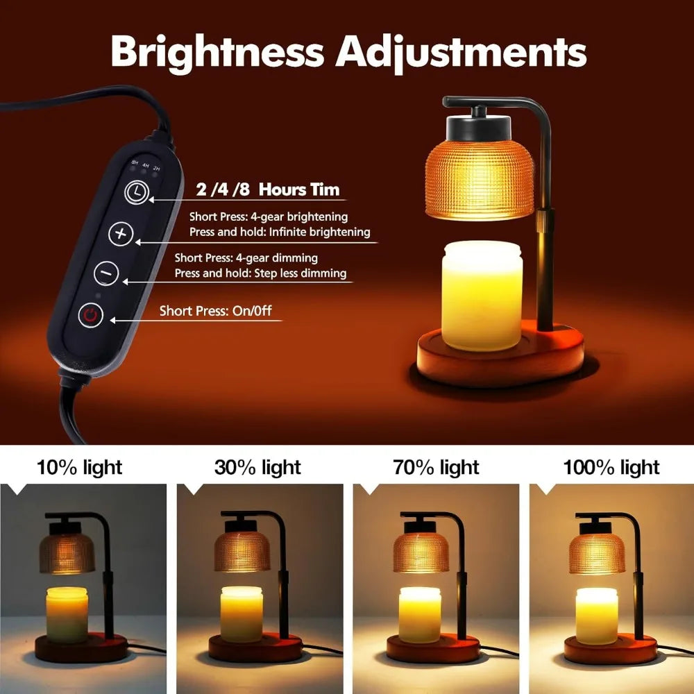 Candle Warmer Lamp with Timer – Adjustable, Dimmable Wood Base Lamp