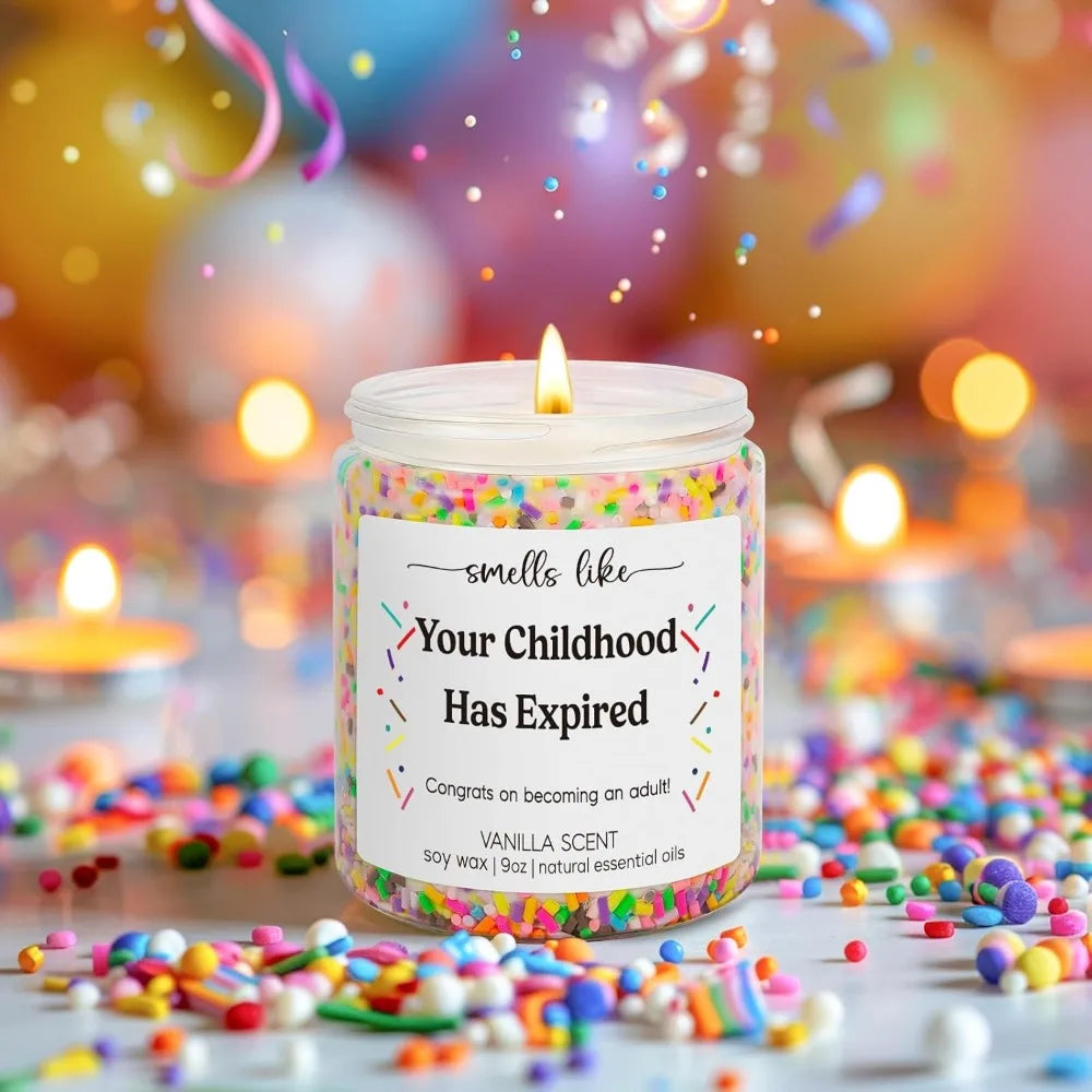🎂 Funny 18th Birthday Candle – “Smells Like Your Childhood Has Expired” Vanilla Scented Gift for Girls & Boys (9oz)