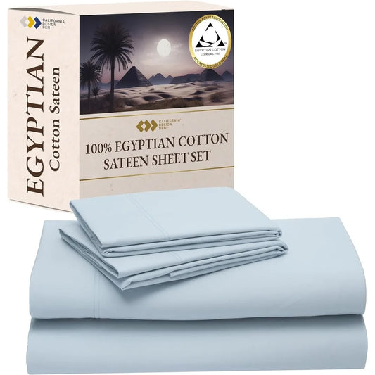 Queen Egyptian Cotton Sateen Sheet Set – Deep Pocket Bedding