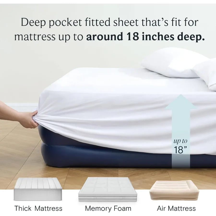 Queen Size 4-Piece Bed Sheet Set – Soft, Cooling, Wrinkle-Free Comfort with Deep Pockets