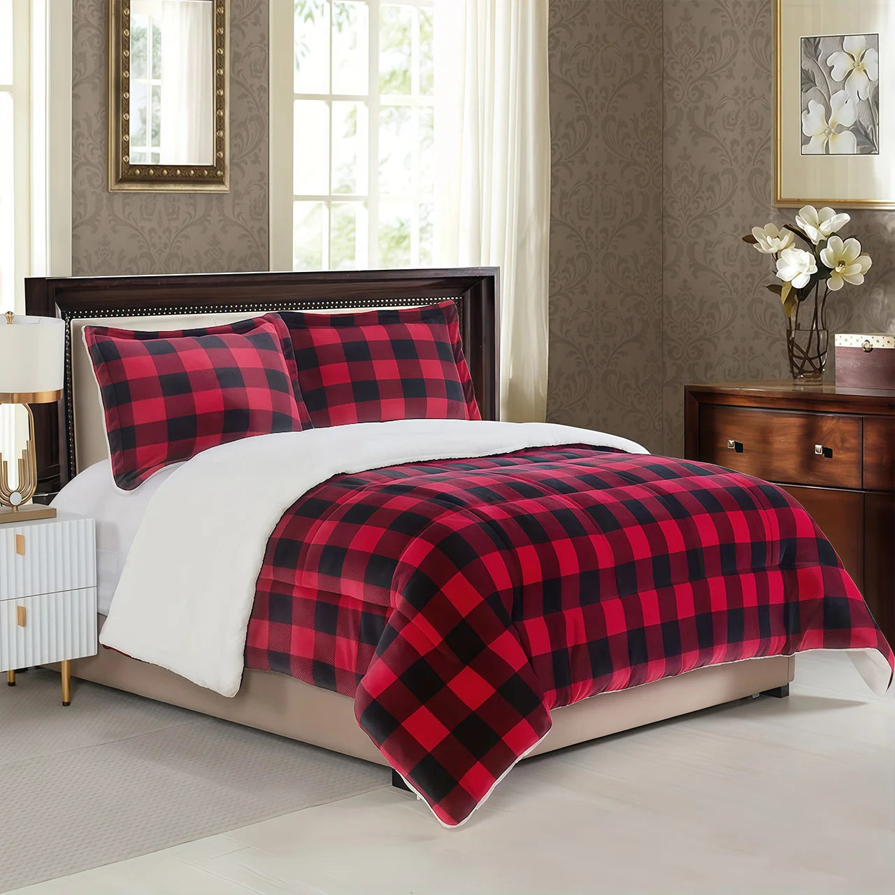 Cozy Sherpa Fleece Buffalo Plaid Blanket – Soft, Warm & All-Season Comfort