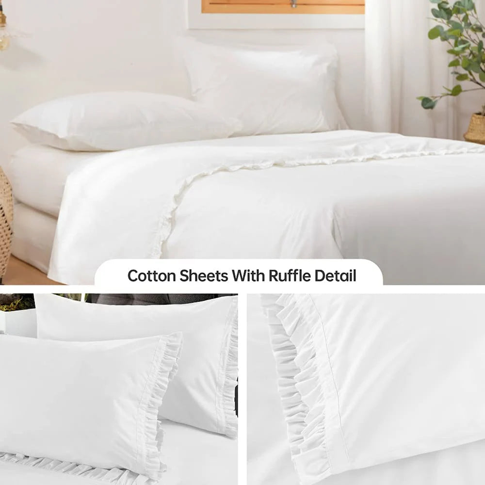 Simple & Opulence 100% Cotton 4-Piece Sheet Set – Deep Pocket, Soft & Breathable Luxury Bedding