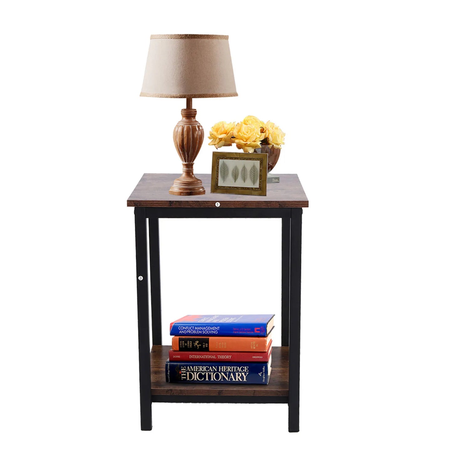 Modern Industrial Double-Layer Side Table – Bedroom & Living Room Storage Cabinet