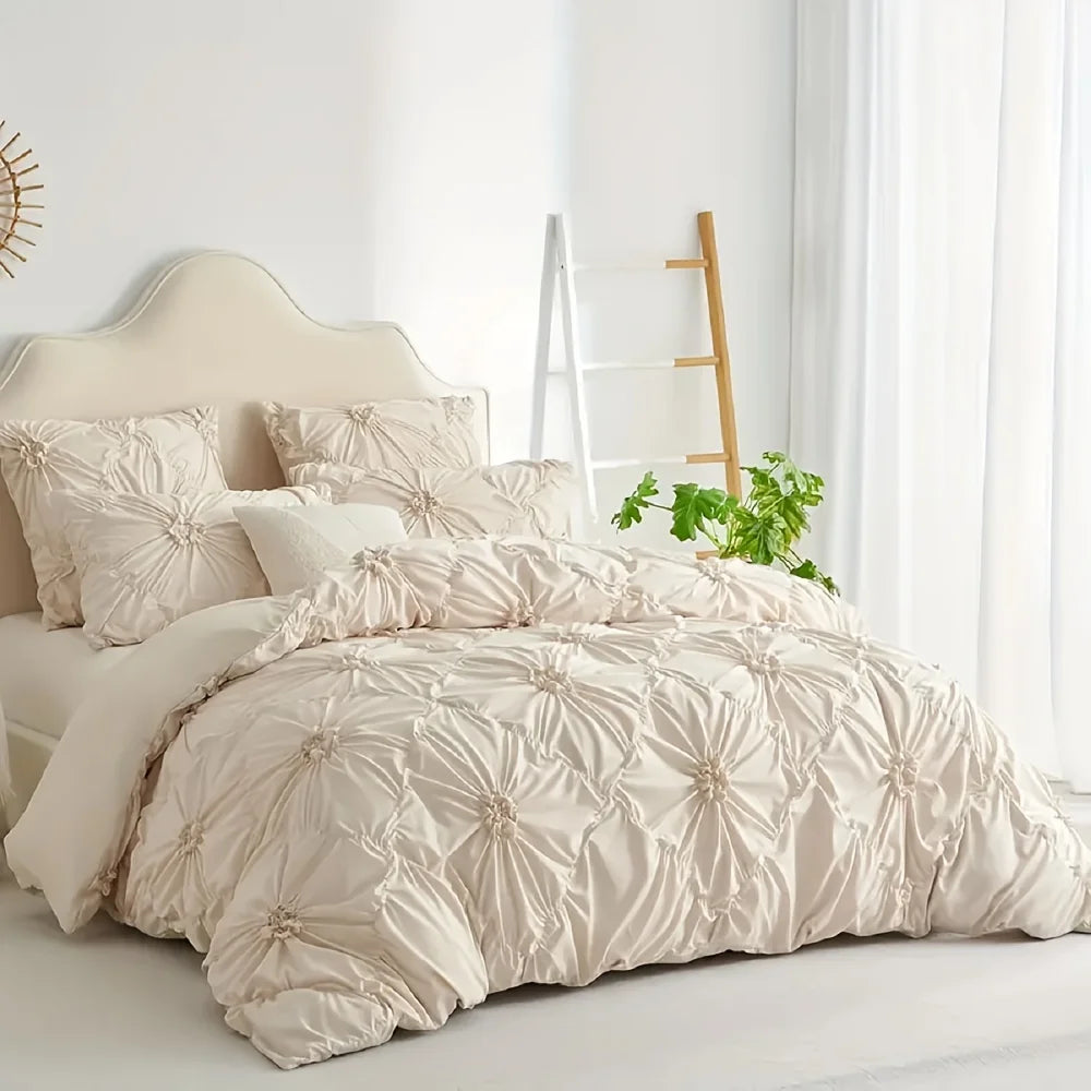 Solid Color Quilted Duvet Cover Set | 3-Piece Ultra-Soft Polyester Bedding | Lightweight, Durable & Machine Washable