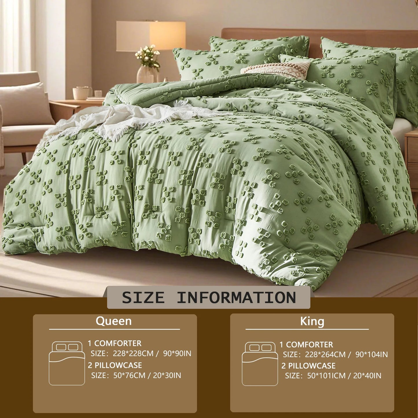 Tufted Comforter Set – 3-Piece Ultra-Soft Microfiber Bedding
