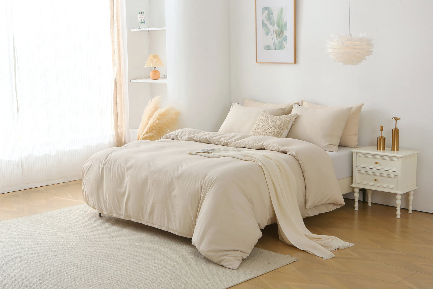 3-Piece Solid Color King Duvet Cover Set