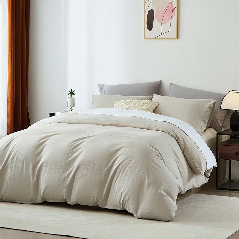 Boho Duvet Cover – Solid Color All-Season Bedding Set
