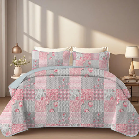 Animal Print Quilt Set – Soft 100% Polyester Microfiber Pink