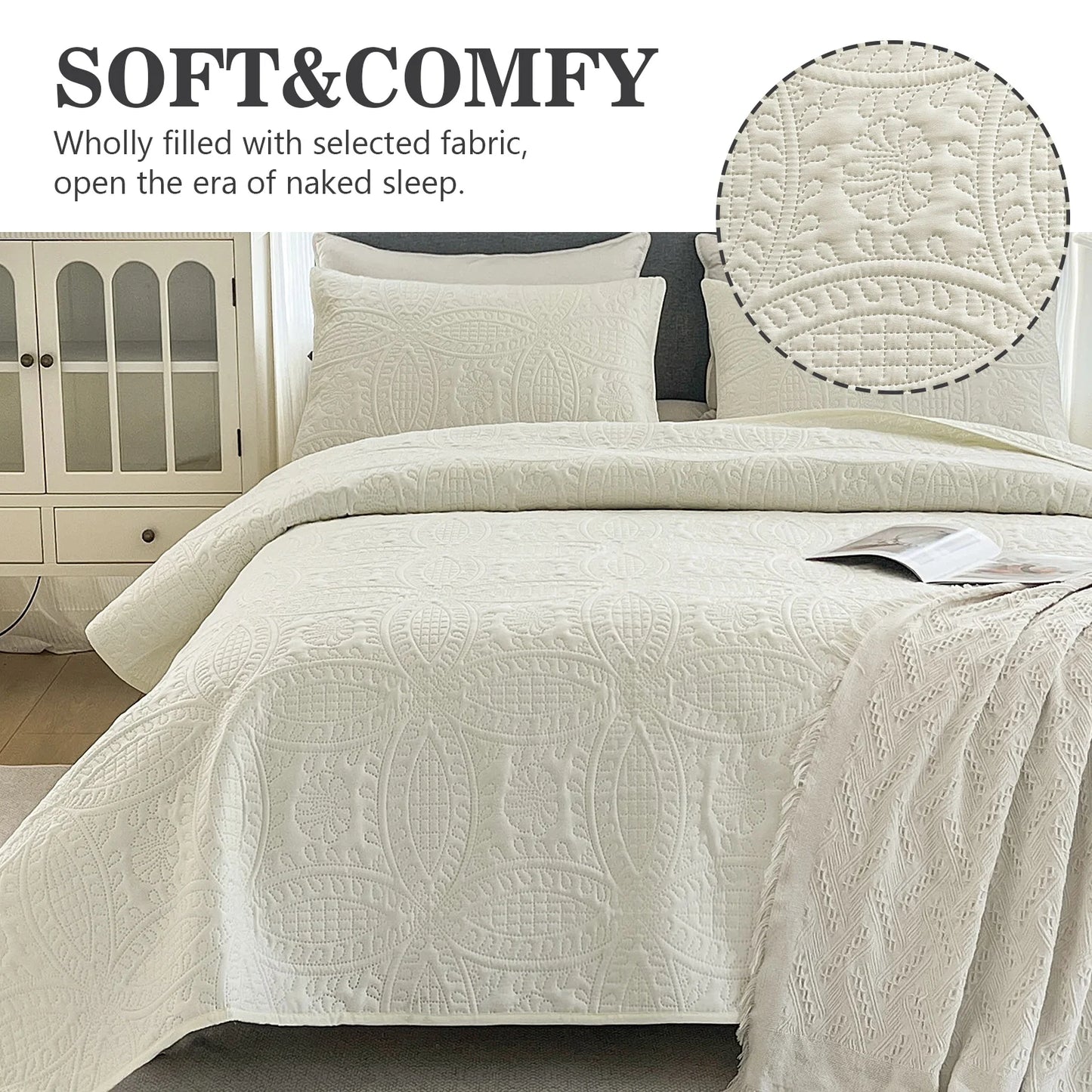 3-Piece Bohemian Bedding Set – Bedspread & 2 Pillowcases, Soft, Machine-Washable, All-Season