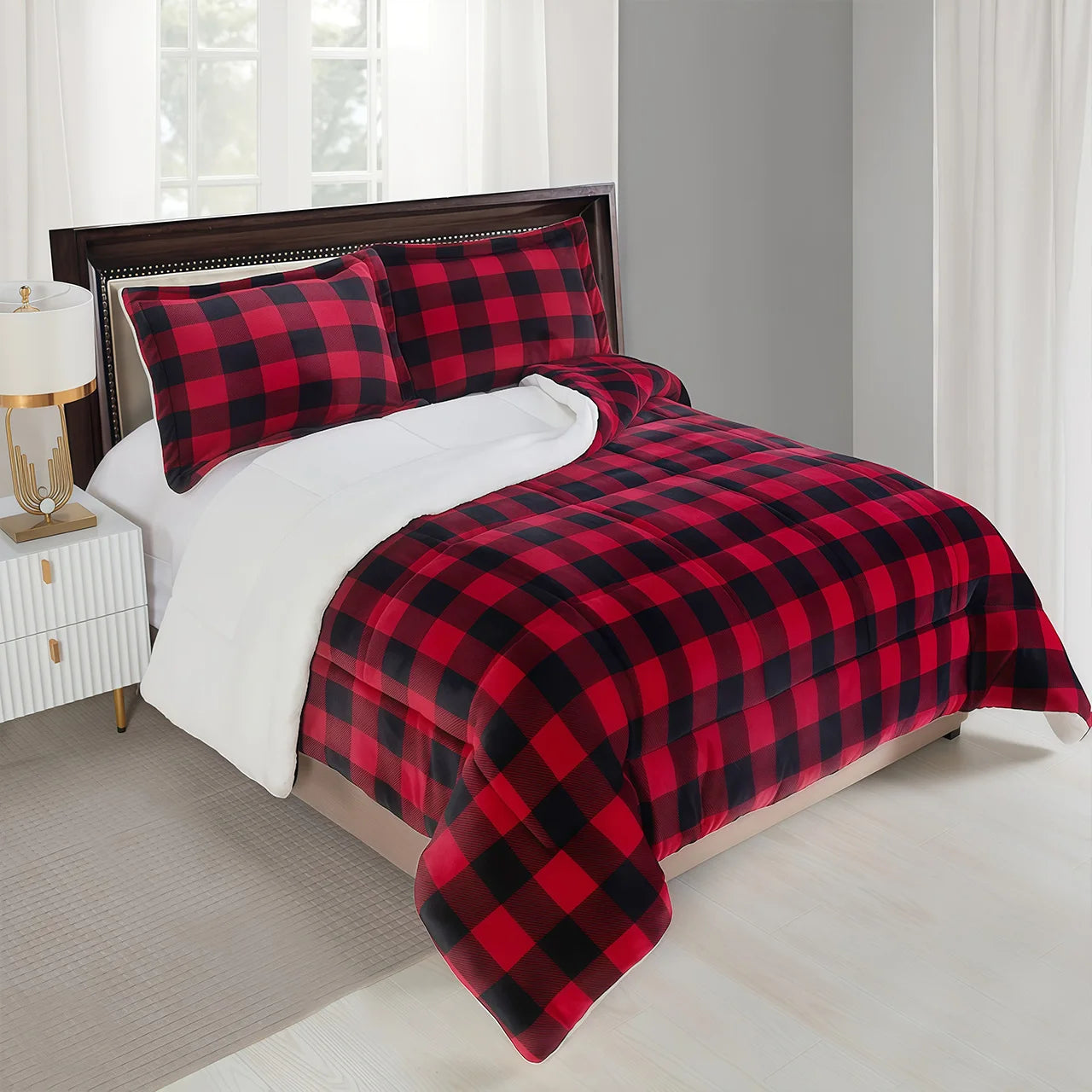 Cozy Sherpa Fleece Buffalo Plaid Blanket – Soft, Warm & All-Season Comfort