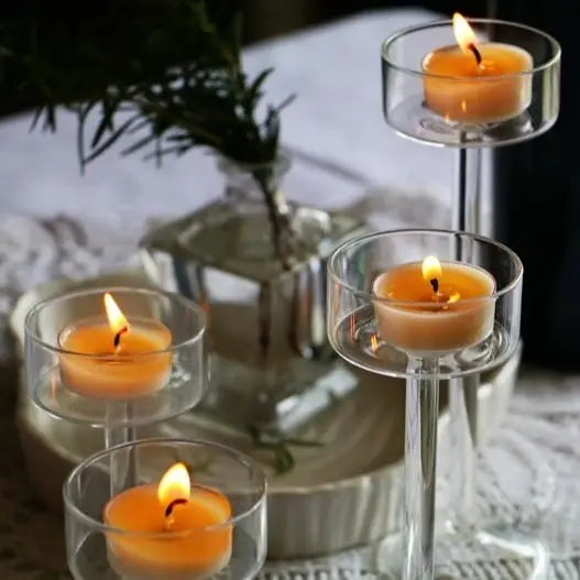 Set of Glass Tealight Candle Holders – Elegant Crystal Decor