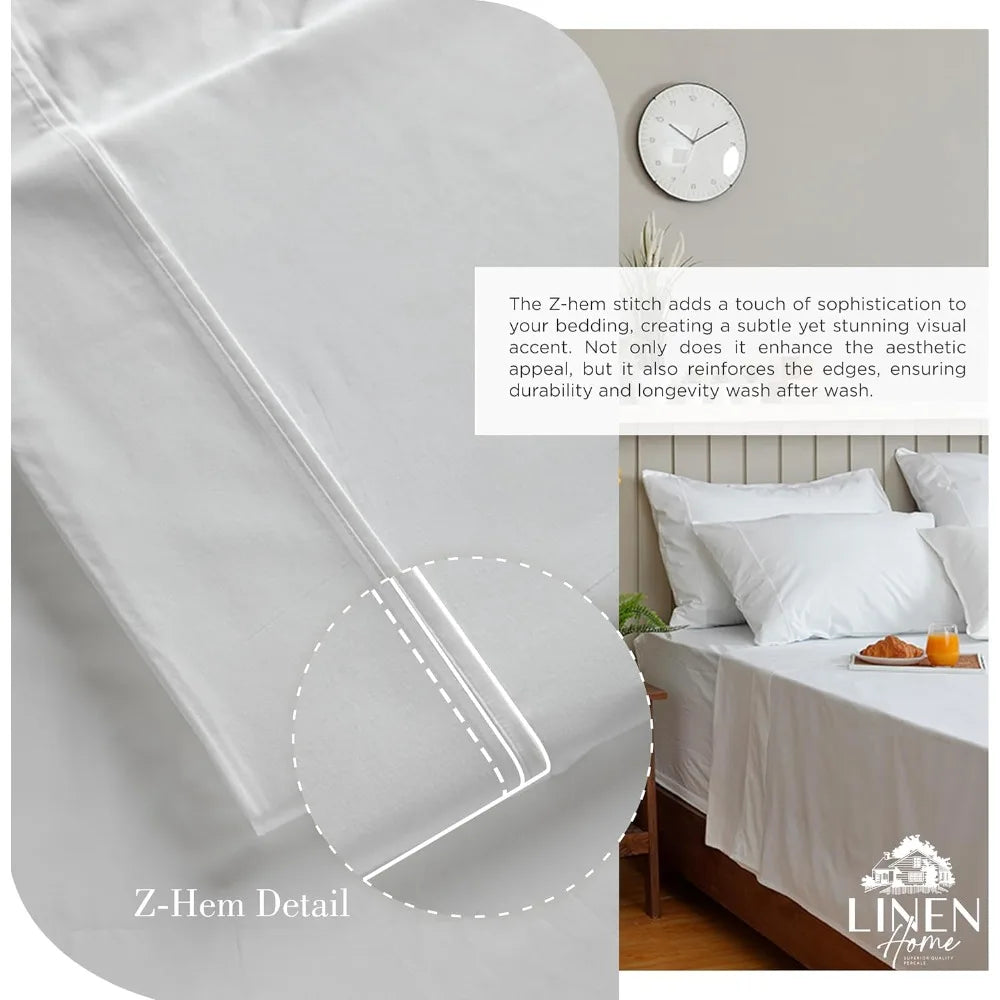 California King 100% Cotton Percale Sheet Set – Crisp, Breathable, and Hotel-Quality Comfort