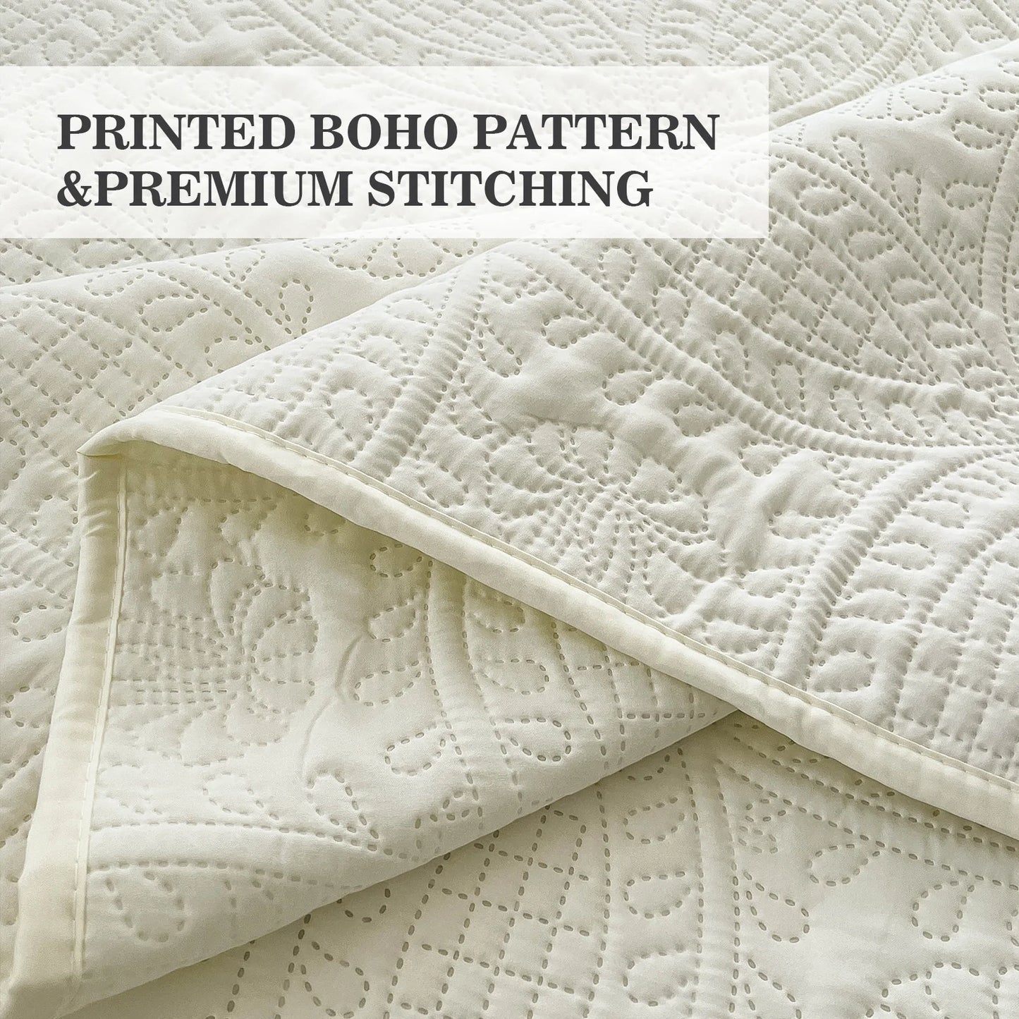 3-Piece Bohemian Bedding Set – Bedspread & 2 Pillowcases, Soft, Machine-Washable, All-Season