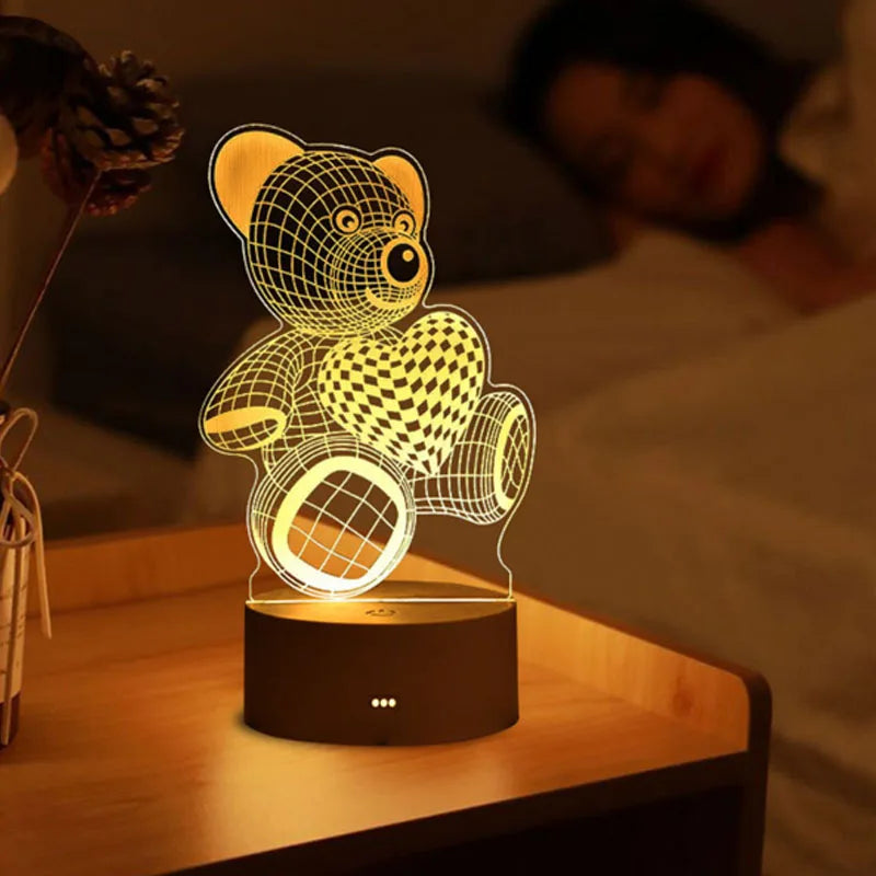 Romantic Love 3D Acrylic LED Night Light – Table Lamp for Bedroom