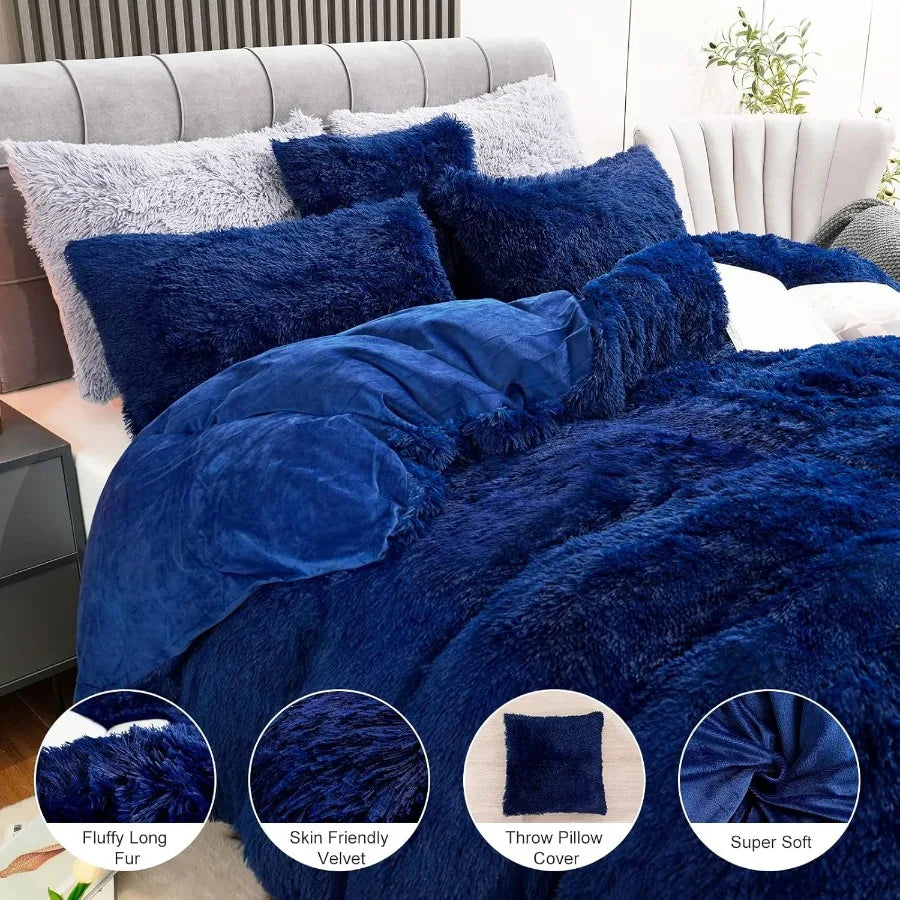 Luxury Velvet Twin Comforter Cover Set – Ultra-Soft 3-Piece Plush Duvet Cover with Zipper Closure