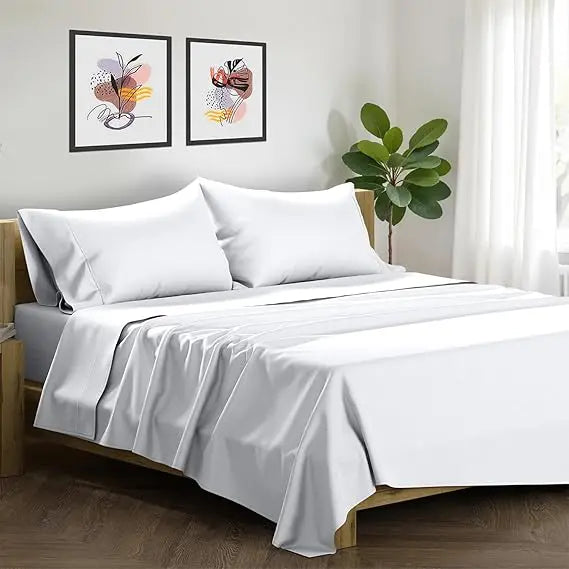 Egyptian Cotton King Sheet Set 100% Linen 1500TC Soft Breathable Luxury