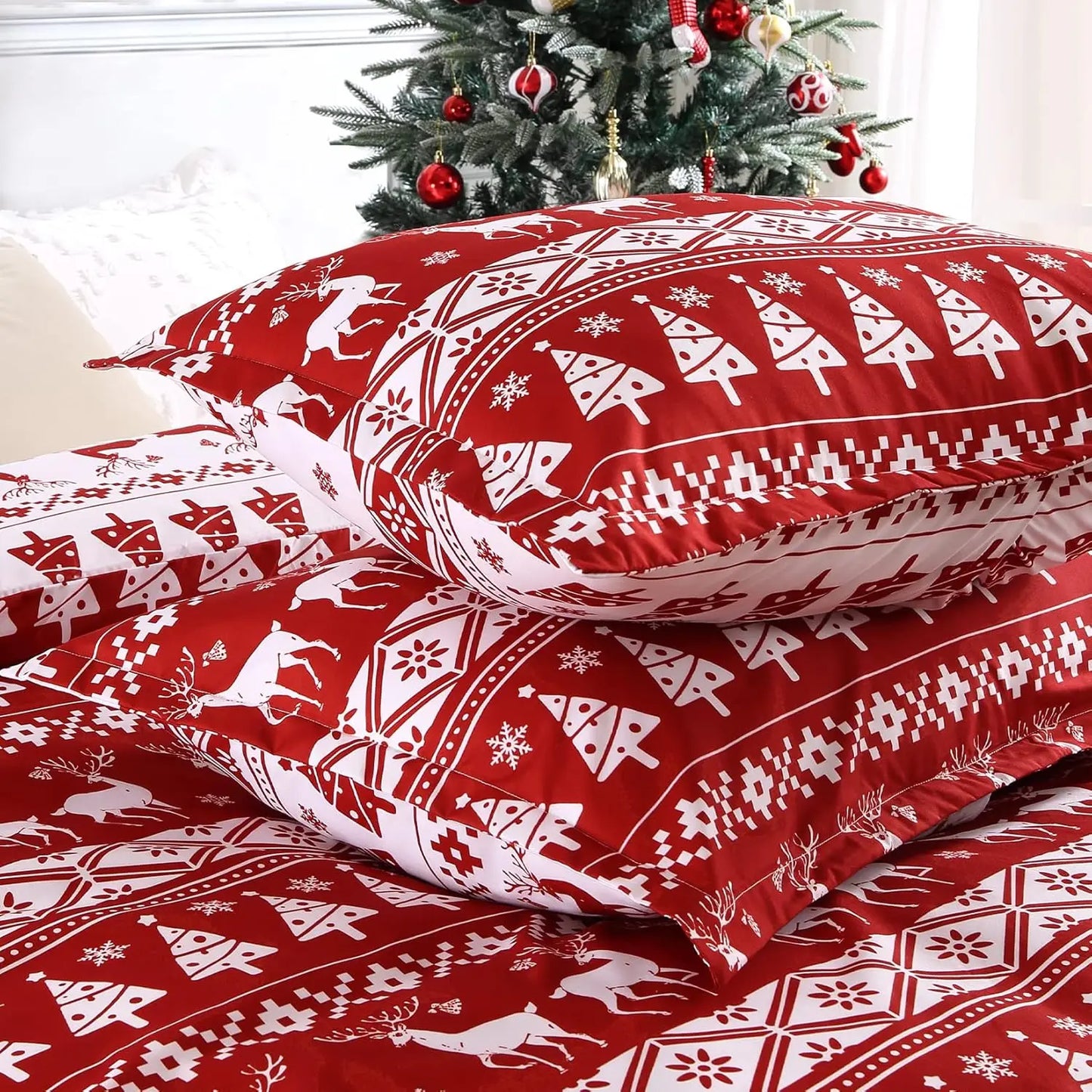 Christmas Duvet Cover Set – Reversible Holiday Bedding 🎄❤️