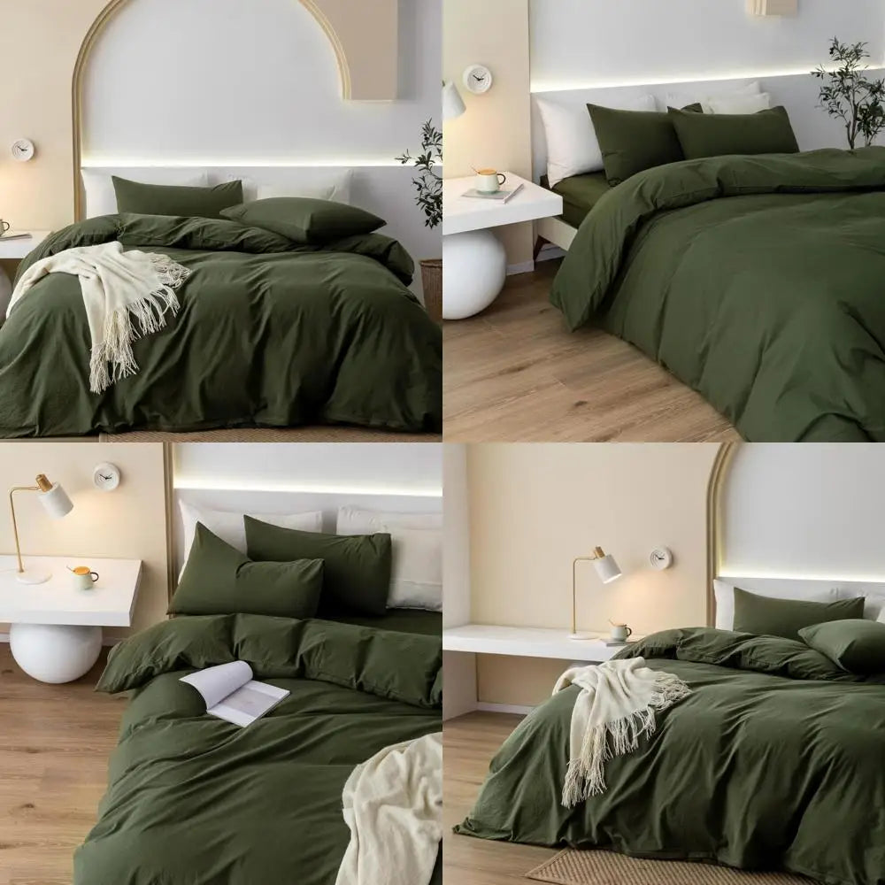 King Cotton Duvet Cover Set – Soft Washed 3-Piece Bedding 🌿🛏️