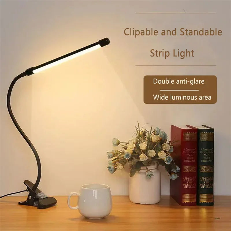 LED Clip-On Desk Lamp – Eye Protection Reading Light for Study & Bedroom