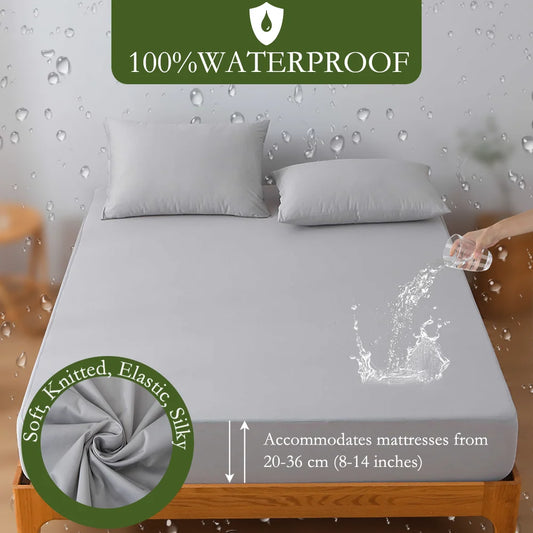 Waterproof Mattress Protector – Soft, Breathable & Silent Fitted Sheet Design (No Pillowcase)