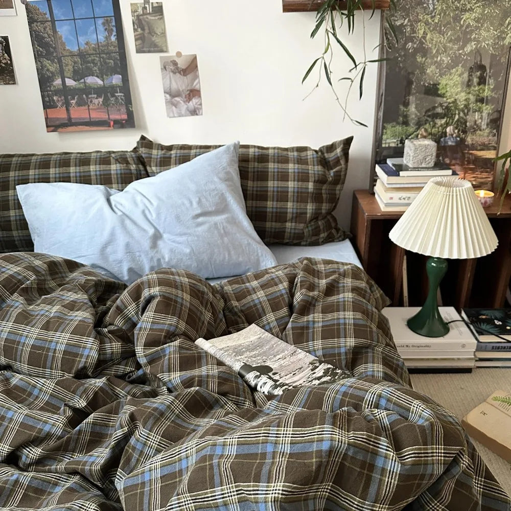 Vintage Buffalo Plaid Duvet Cover Set(3-piece) – Full Size (Full/Double)