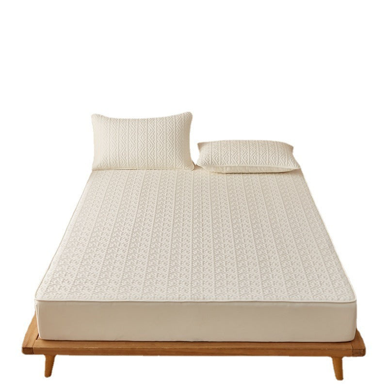 Quilted Fitted Sheet – Single-Piece Antibacterial Fiber, Thick & Soft